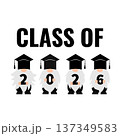 Graduation gnomes. Class of 2026. Vector template for typography poster, greeting card, banner, label, shirt, etc. 137349583