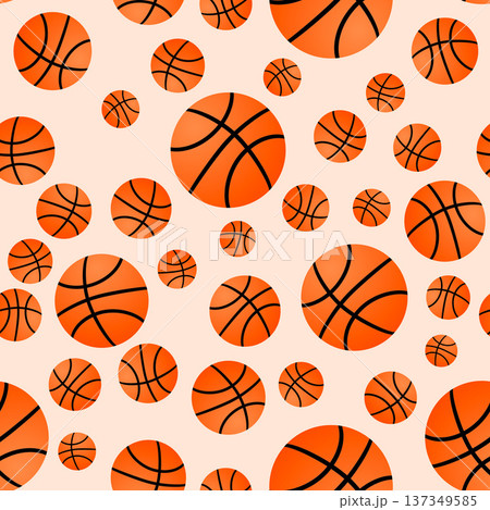 Basketball balls seamless pattern. Sports vector background. Vector template for fabric, textile, wrapping paper, wallpaper, scrapbooking, etc. 137349585