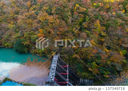 秋の大井川鐵道井川線 紅葉の車窓風景 奥泉ダム 秋の大井川鐵道井川線 紅葉の車窓風景 奥泉ダム 137349718
