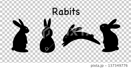 ウサギのシルエットイラスト シンプルな手描き動物ベクターイラスト うさぎ イースター素材 ウサギのシルエットイラスト シンプルな手描き動物ベクターイラスト うさぎ イースター素材 137349776