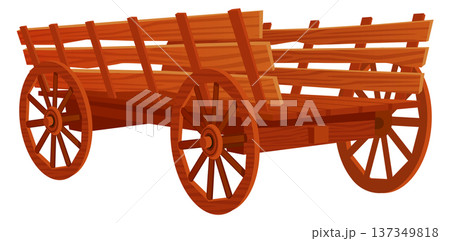 Vintage wagon cartoon icon. Retro farm cart Vintage wagon cartoon icon. Retro farm cart 137349818