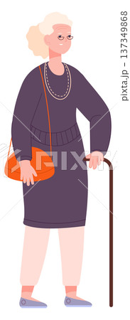 Old woman walking outdoor. Active female senior 137349868