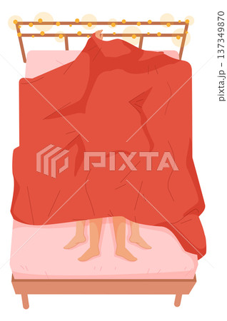 Loving couple under sheets. Romantic life icon 137349870
