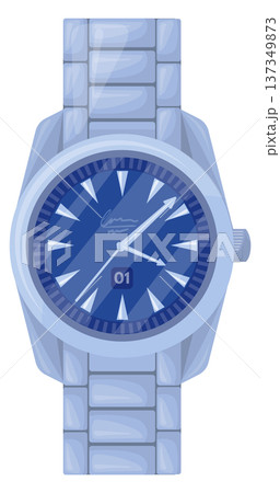 Silver watch. Analog chronometer clock cartoon icon 137349873