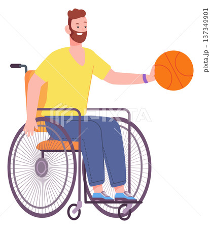 Basketball player in wheelchair. Sport game inclusion concept 137349901
