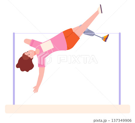 Athlete with prosthetic leg. Active disabled sport woman Athlete with prosthetic leg. Active disabled sport woman 137349906
