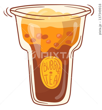 Bubble tea menu drawing. Summer drink icon Bubble tea menu drawing. Summer drink icon 137349918