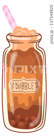 Bubble asian drink glass. Sweet chocolate tea Bubble asian drink glass. Sweet chocolate tea 137349920