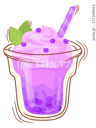 Berry bubble tea drink cup cartoon icon Berry bubble tea drink cup cartoon icon 137349921
