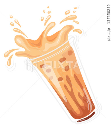Boba tea splash. Tasty cold drink drawing Boba tea splash. Tasty cold drink drawing 137350239