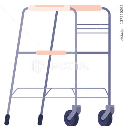 Walking aid. Wheel walker icon. Color device Walking aid. Wheel walker icon. Color device 137350263