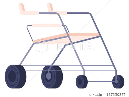 Wheel walker color icon. Metal frame aid Wheel walker color icon. Metal frame aid 137350275
