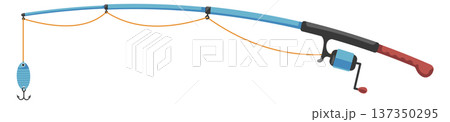 Fishing rod. Angler spinning equipment cartoon icon Fishing rod. Angler spinning equipment cartoon icon 137350295