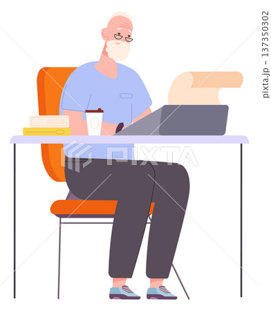 Retired man write book. Elderly person lifestyle 137350302