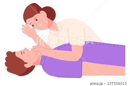 Check breathing procedure. Medical emergency aid. Life rescue Check breathing procedure. Medical emergency aid. Life rescue 137350313