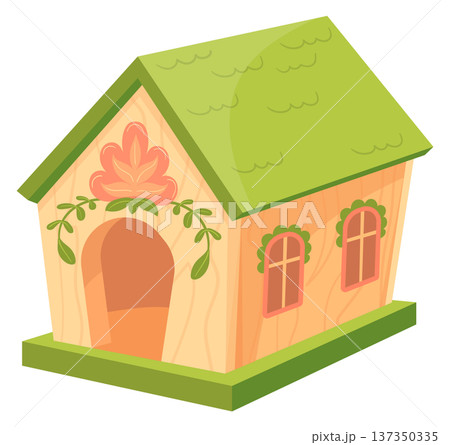 Wooden house cartoon icon. Handcraft kid toy Wooden house cartoon icon. Handcraft kid toy 137350335