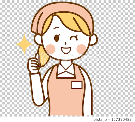 いいねをするスーパーマーケット店員の女性のイラスト 137350488