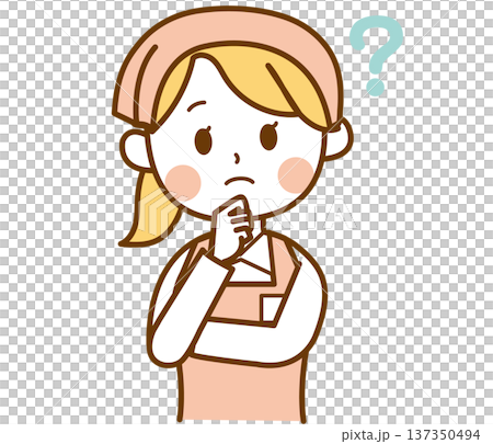 疑問に思うスーパーマーケット店員の女性のイラスト 137350494