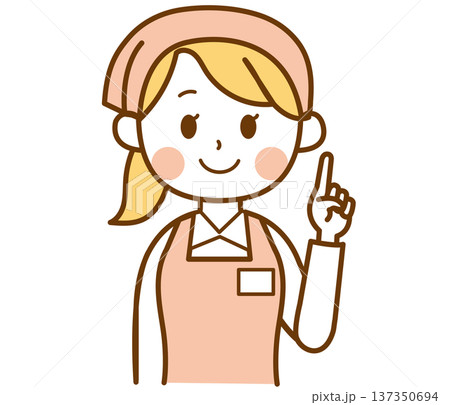 ポイントを説明するスーパーマーケット店員の女性のイラスト 137350694