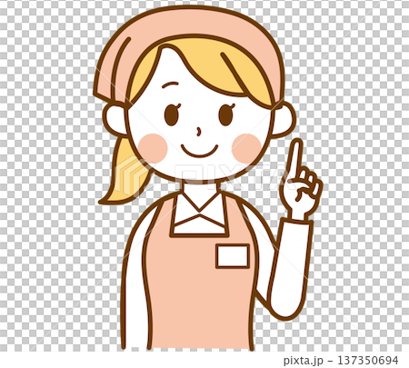 ポイントを説明するスーパーマーケット店員の女性のイラスト 137350694