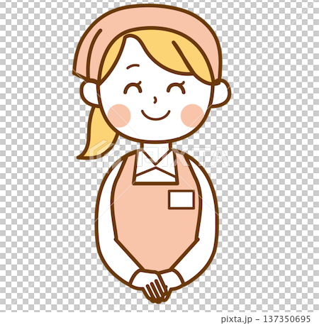 笑顔で接客するスーパーマーケット店員の女性のイラスト 笑顔で接客するスーパーマーケット店員の女性のイラスト 137350695