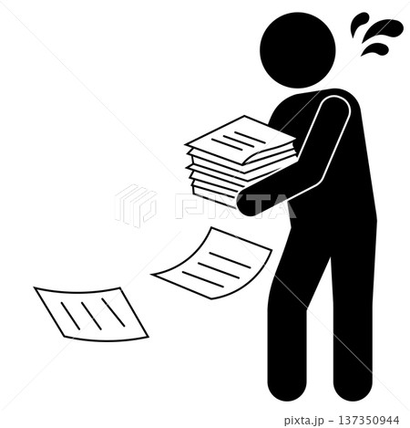 資料を落として焦る人のピクトグラム 資料を落として焦る人のピクトグラム 137350944