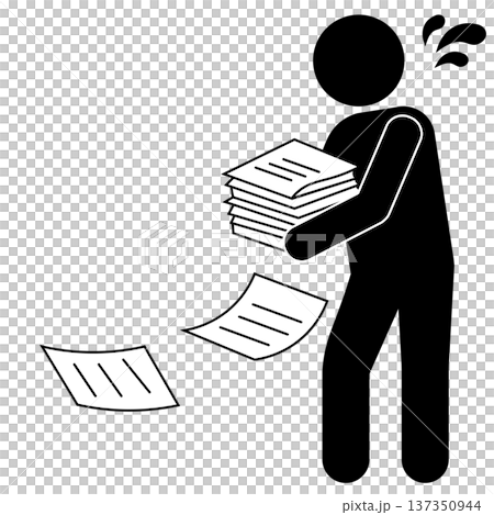 資料を落として焦る人のピクトグラム 資料を落として焦る人のピクトグラム 137350944