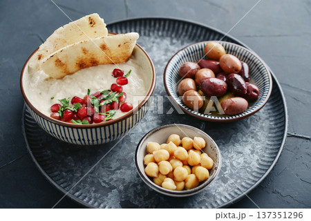 Traditional vegan arabic eggplant appetize Aubergine dip - Baba Ghanoush Traditional vegan arabic eggplant appetize Aubergine dip - Baba Ghanoush 137351296