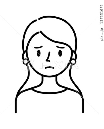 ベクターイラスト素材：困ったり悩んだりしている若い女性アイコン 137351672