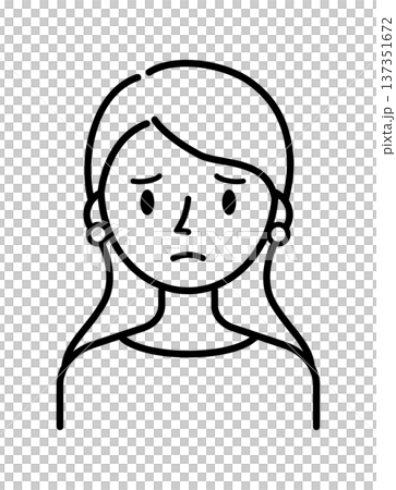 ベクターイラスト素材：困ったり悩んだりしている若い女性アイコン 137351672