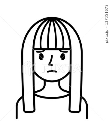 ベクターイラスト素材：困ったり悩んだりしている若い女性アイコン 137351675