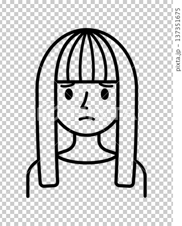 ベクターイラスト素材：困ったり悩んだりしている若い女性アイコン 137351675