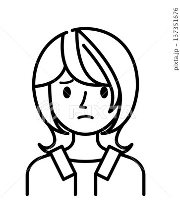 ベクターイラスト素材：困ったり悩んだりしている若い女性アイコン 137351676