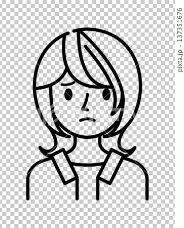 ベクターイラスト素材：困ったり悩んだりしている若い女性アイコン 137351676