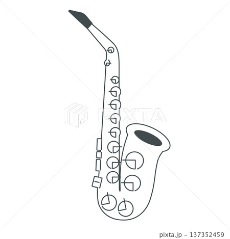 ミニマルデザインのアルトサックス線画イラスト 137352459