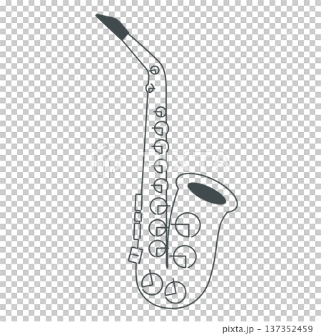 ミニマルデザインのアルトサックス線画イラスト 137352459