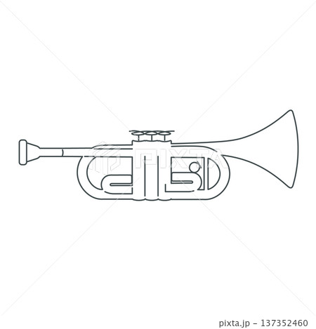 ミニマルデザインのトランペット線画イラスト ミニマルデザインのトランペット線画イラスト 137352460