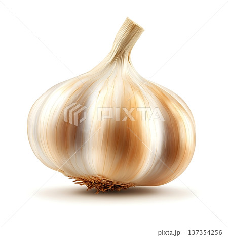 Close-up of a Fresh Garlic Bulb with Detailed Texture and Natural Color Shades 137354256
