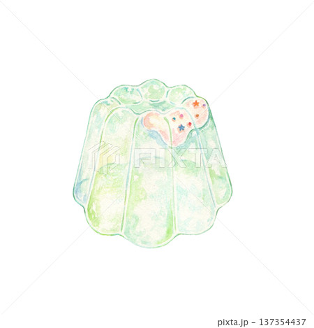 水彩で描いたゼリー 水彩で描いたゼリー 137354437