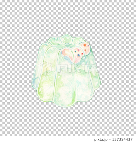 水彩で描いたゼリー 水彩で描いたゼリー 137354437