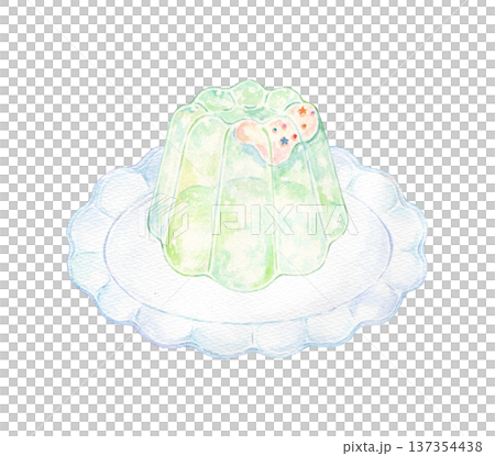 Jelly on a plate, watercolor 137354438