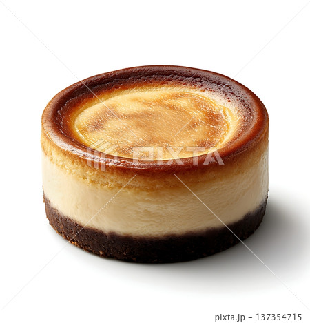 Creamy Cheesecake with Caramelized Top on White Background for Dessert Lovers Creamy Cheesecake with Caramelized Top on White Background for Dessert Lovers 137354715