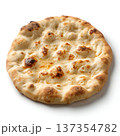 Freshly Baked Round Flatbread with Golden Brown Spots on Crispy Surface 137354782
