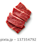 Fresh Raw Beef Cuts Ready for Cooking with Juicy Red Texture and Marbled Fat Detail 137354792