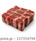 Fresh Raw Beef Cut with Exposed Marbling on White Background for Culinary Use 137354794