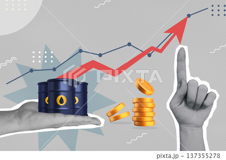 Growth of oil price concept collage Growth of oil price concept collage 137355278