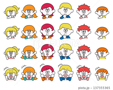 家族のイラストセット - 色々な表情 家族のイラストセット - 色々な表情 137355365