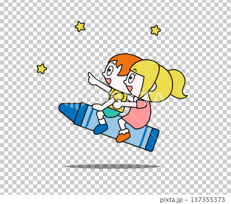 クレヨンにのった子供のかわいいイラスト 137355373