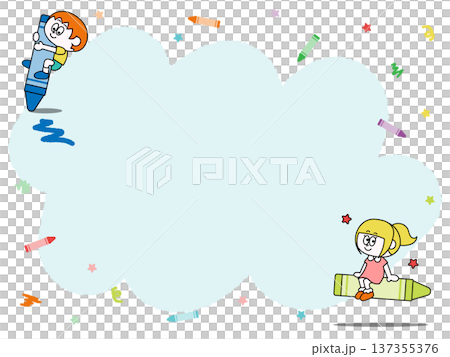 蠟筆和兒童畫框插圖材料 蠟筆和兒童畫框插圖材料 137355376