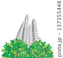 緑豊かな爽やかな街並みイラスト.  137355448